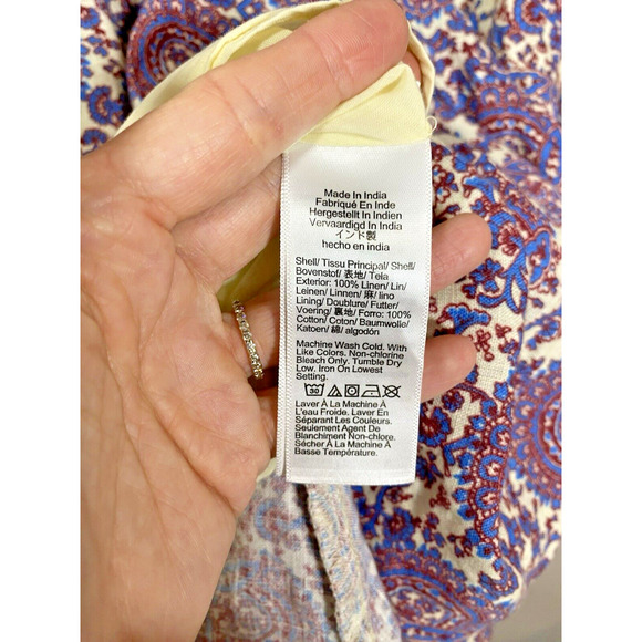 J. Crew Dress Women L Purple Floral Palermo Linen Fit & Flare Smocked Waist Mini - Picture 5 of 7